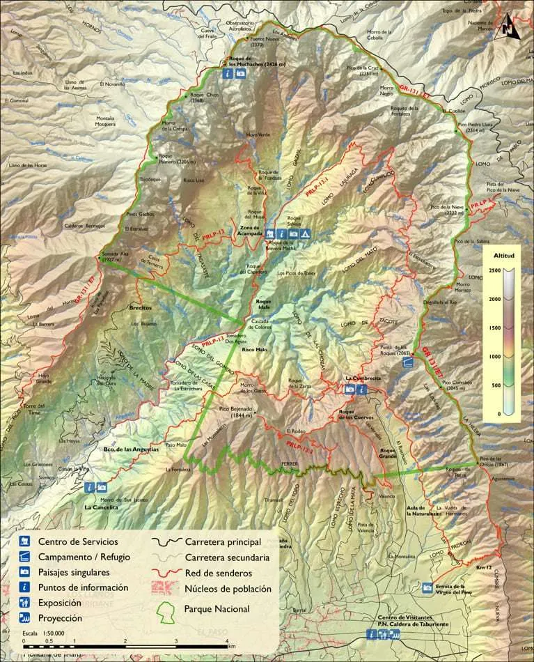 Caldera de Taburiente, mapa