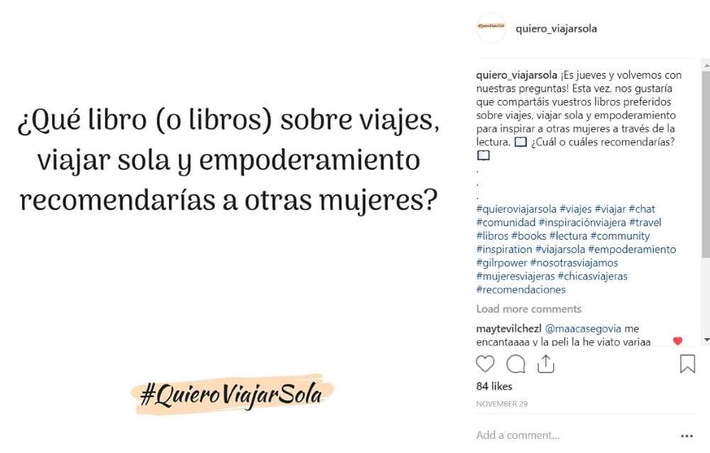 Libros para viajar sola Instagram