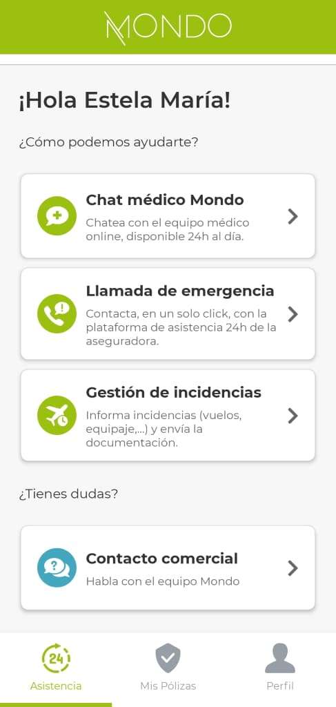 Mejor seguro de viaje, app Mondo