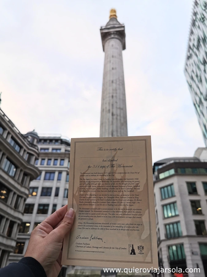 Mi diploma acreditativo de subir al monumento