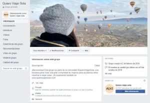 #QuieroViajarSola Grupo de Facebook