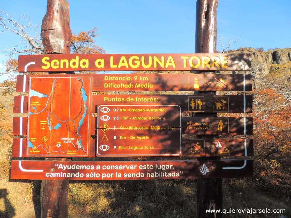Trekking a Laguna Torre El Chaltén, perfil sendero