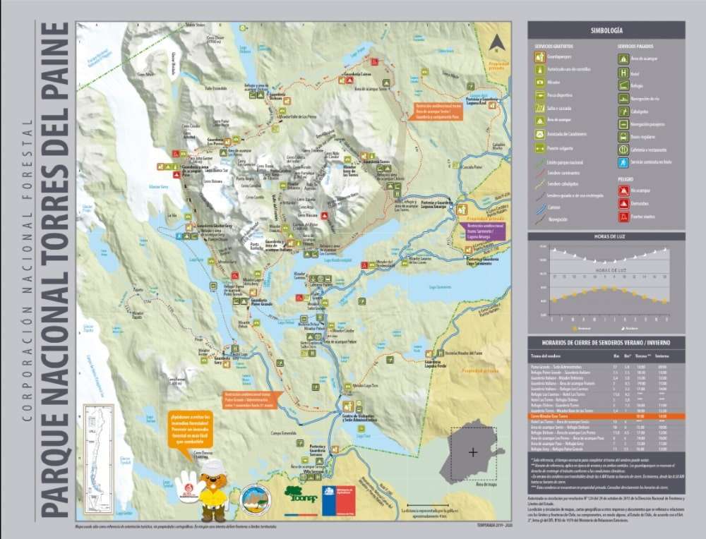 Visitar Torres del Paine, mapa
