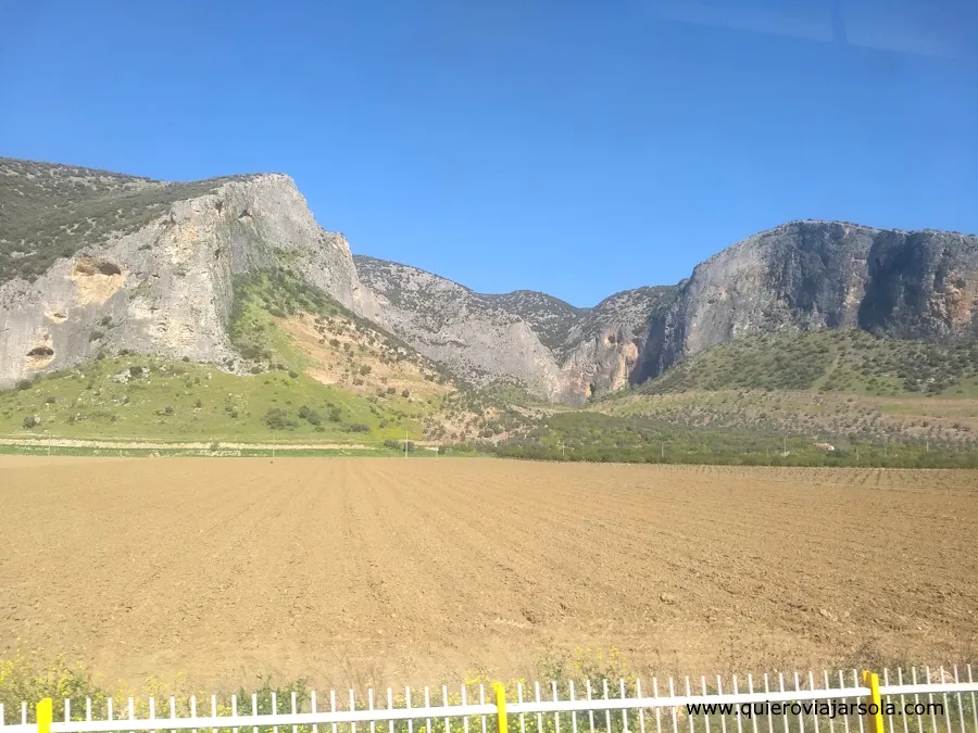 Montañas y campos desde el tren