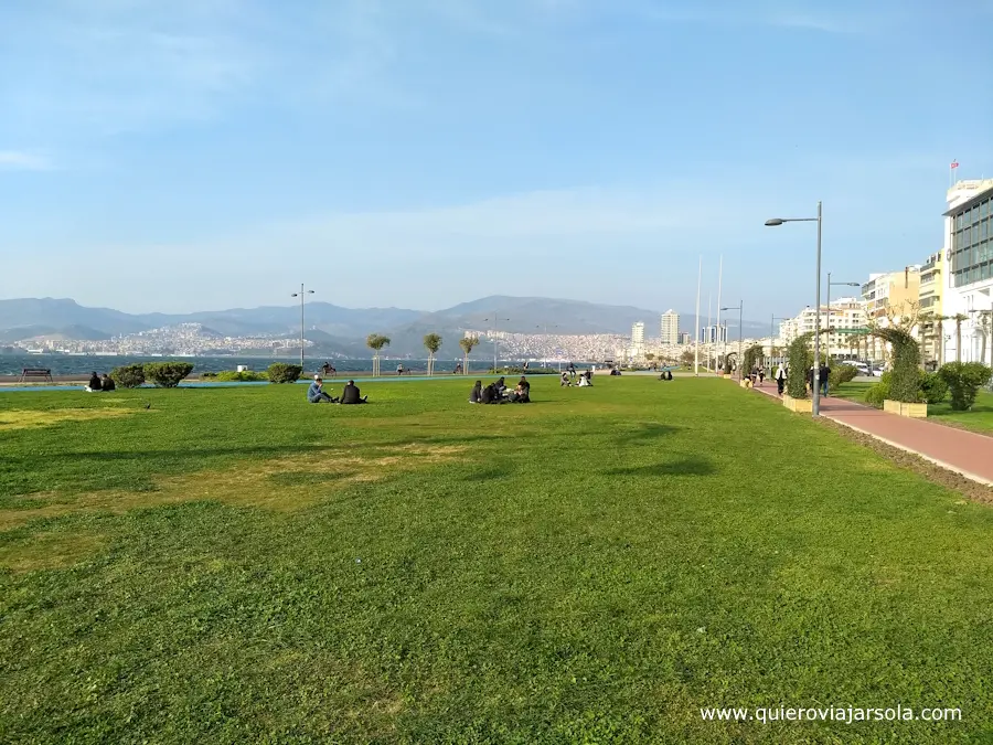 Zona verde en el paseo marítimo