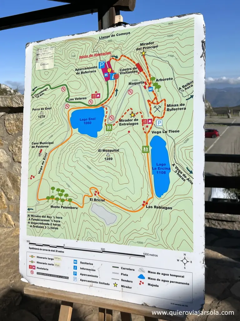 Subir a los Lagos de Covadonga, mapa rutas