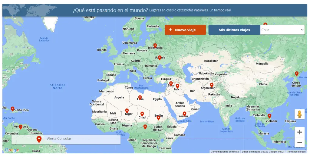 Registro de viajeros, mapa de conflictos