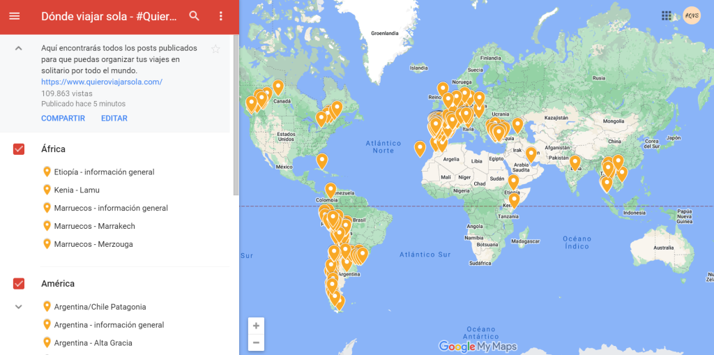 Donde viajar sola: mapa de países recomendados para viajar sola