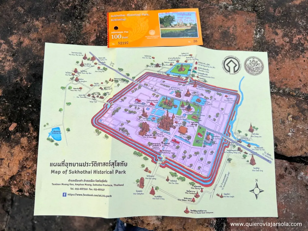 Que ver en Sukhothai, plano Parque Histórico