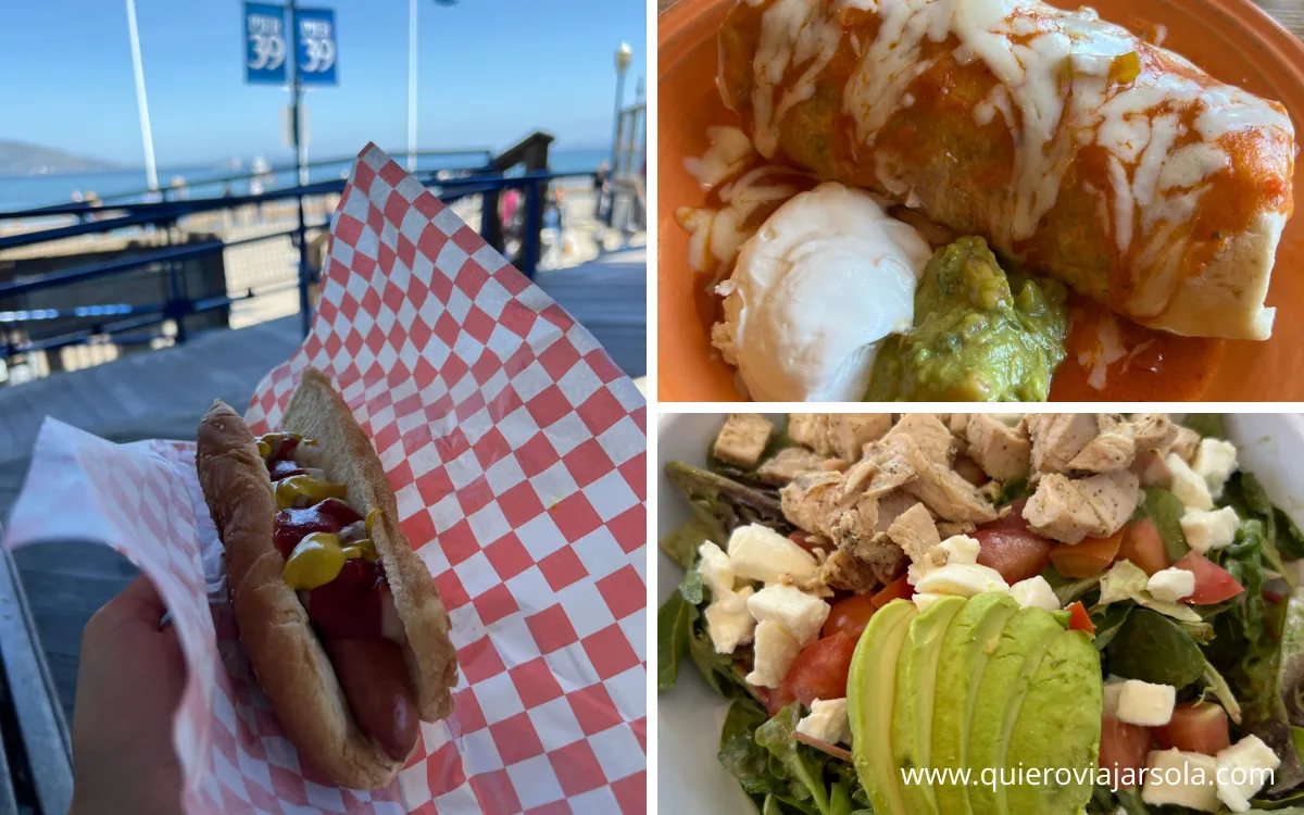 Hot dog, burrito y ensalada, algunos de los platos que probé en California