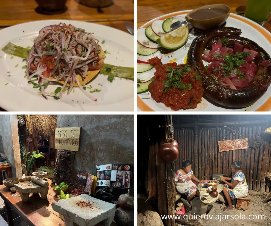 Platos y salas del restaurante