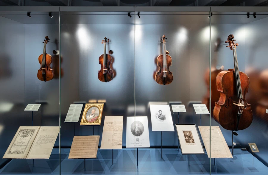 Vitrina con instrumentos de cuerda