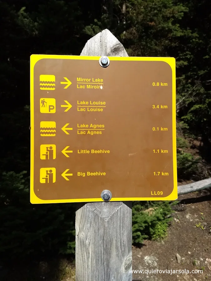Cartel con distancias a los puntos de interés de la ruta